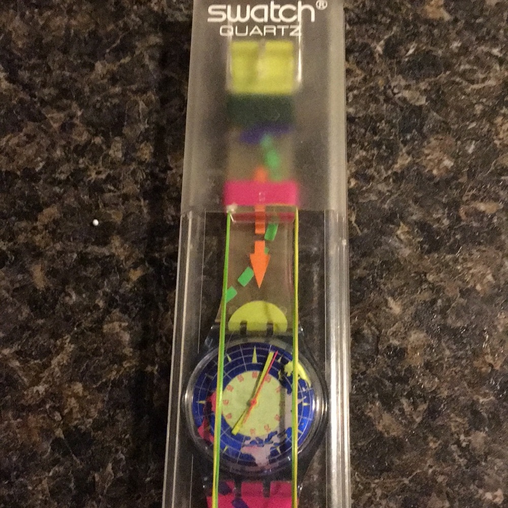 World map swatch watch vintage